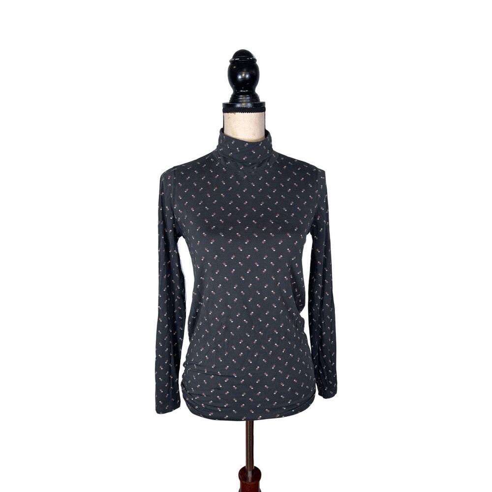 HATCH Collection Maternity Gray Floral Turtleneck Long Sleeve Shirt   Size: 0